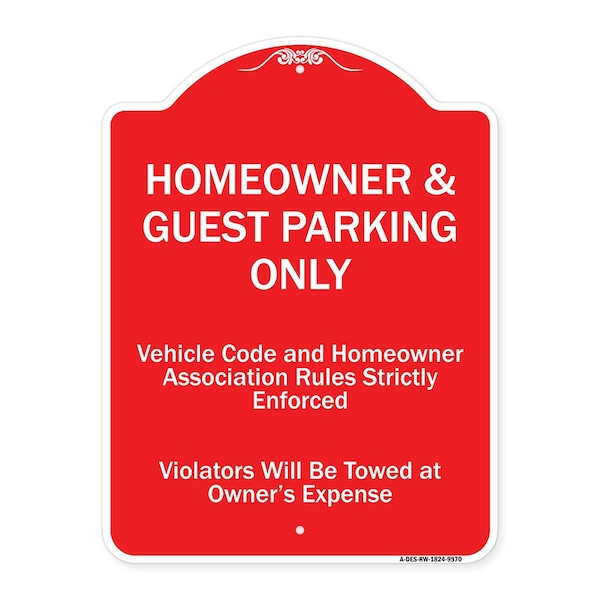 Signmission Homeowner & Guest Parking Only Heavy-Gauge Aluminum Architectural Sign, 24" x 18", RW-1824-9970 A-DES-RW-1824-9970 - main
